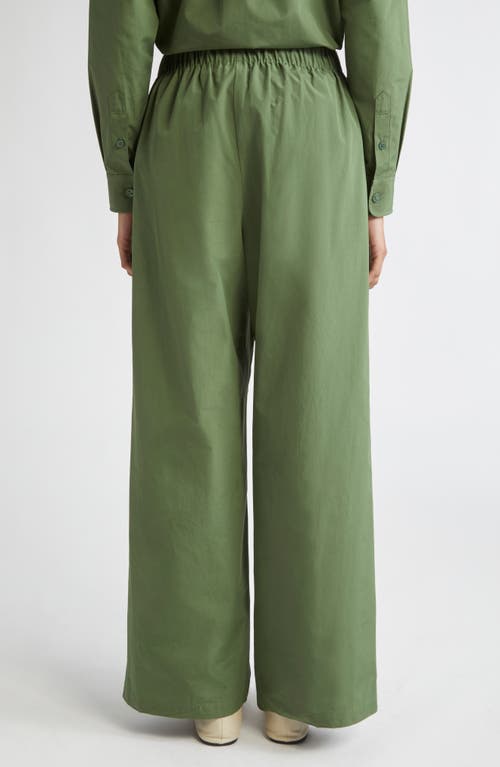 Lafayette 148 New York Riverside Elastic Waist Wide Leg Pants In Green