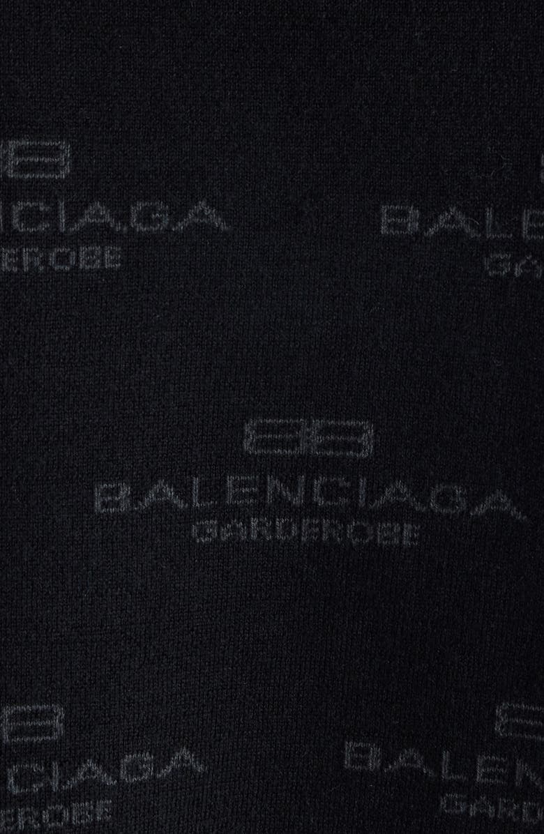 Balenciaga BB Monogram Wool & Cotton Blend Full Zip Sweater, Alternate, color, 1269 Black/Grey