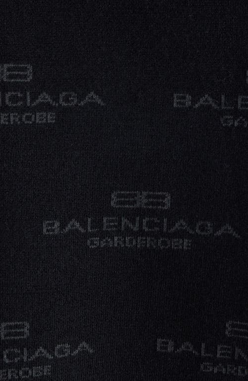 Balenciaga Furry All Over Mock-neck Logo Sweater In 1269 Black/grey