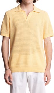PAISLEY & GRAY Open Knit Johnny Collar Polo