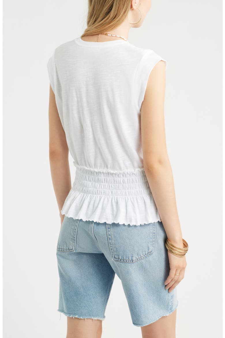 Smocked Waist Peplum Muscle Tank, Alternate, color, WHITE