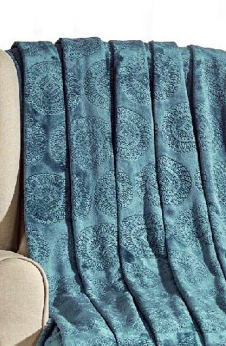 Luxury Home Super Soft Micro Plush Throw Blanket, Alternate, color, Oxford Blue