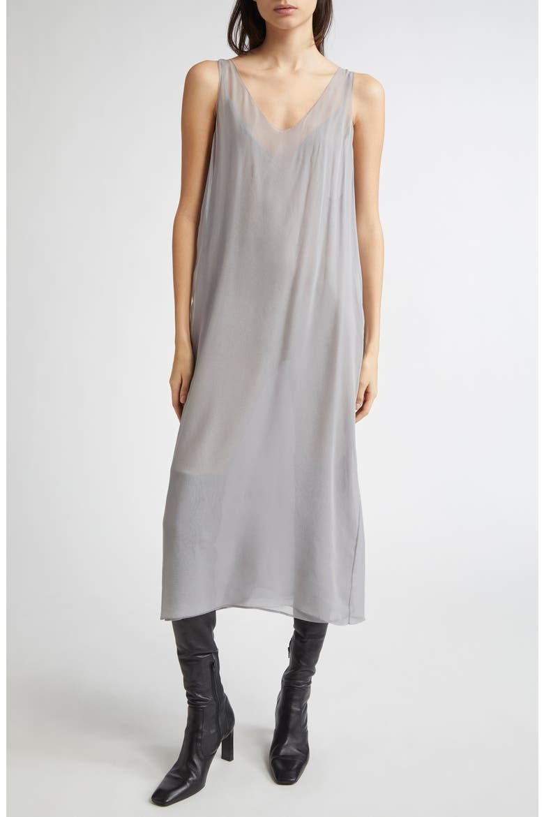 Silk Chiffon Slipdress, Main, color, LIGHT GREY
