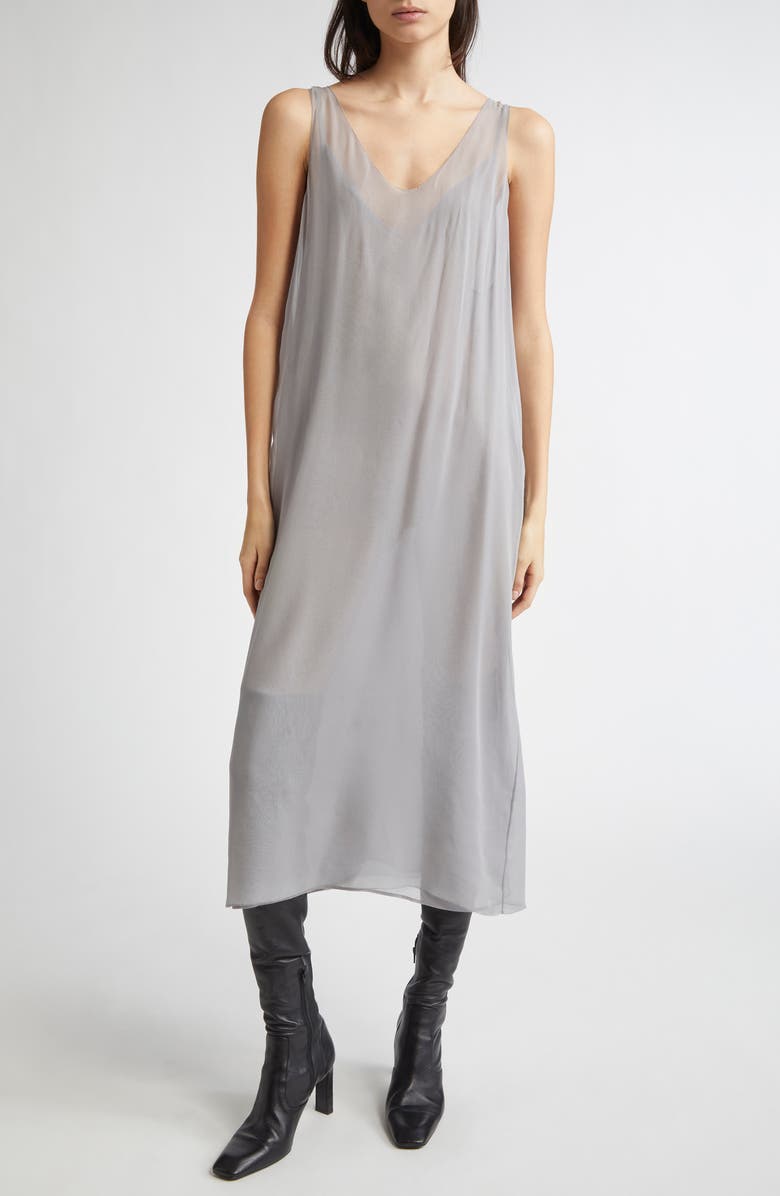 TOTEME Silk Chiffon Slipdress, Main, color, Light Grey