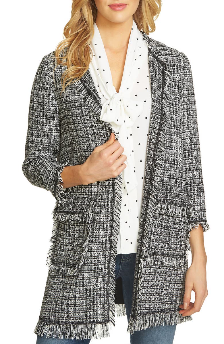 CeCe Frayed Tweed Jacket, Main, color,