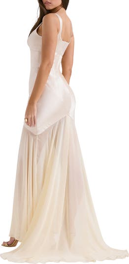 Vittoria Paneled Satin & Chiffon Gown