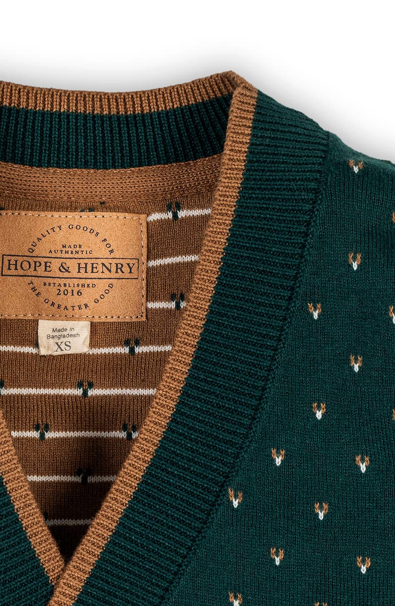 Hope & Henry Kids' Organic Long Sleeve Tipped Cardigan Sweater, Alternate, color, 