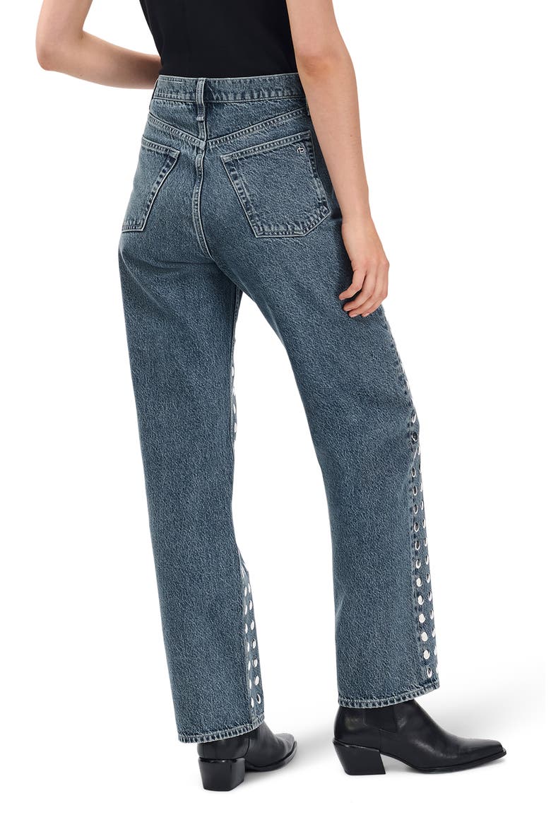 Shea Rhinestone Straight Leg Jeans, Alternate, color, BLUE