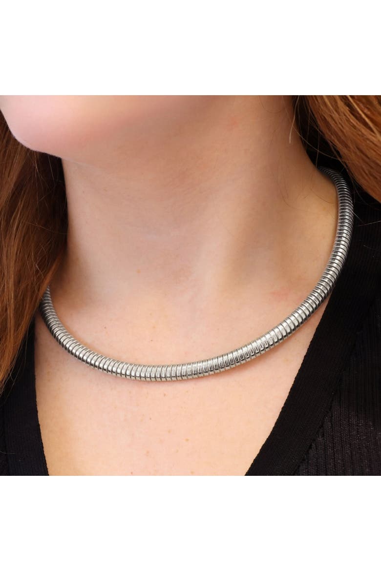 Tubogas Collar Necklace, Alternate, color, Sterling Silver