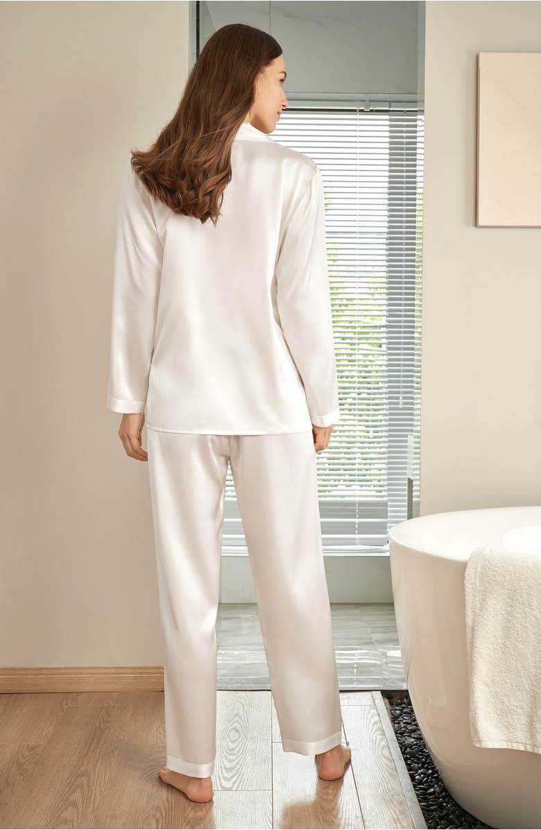 Lilysilk Full Length Silk Pajamas Set, Alternate, color, Natural White