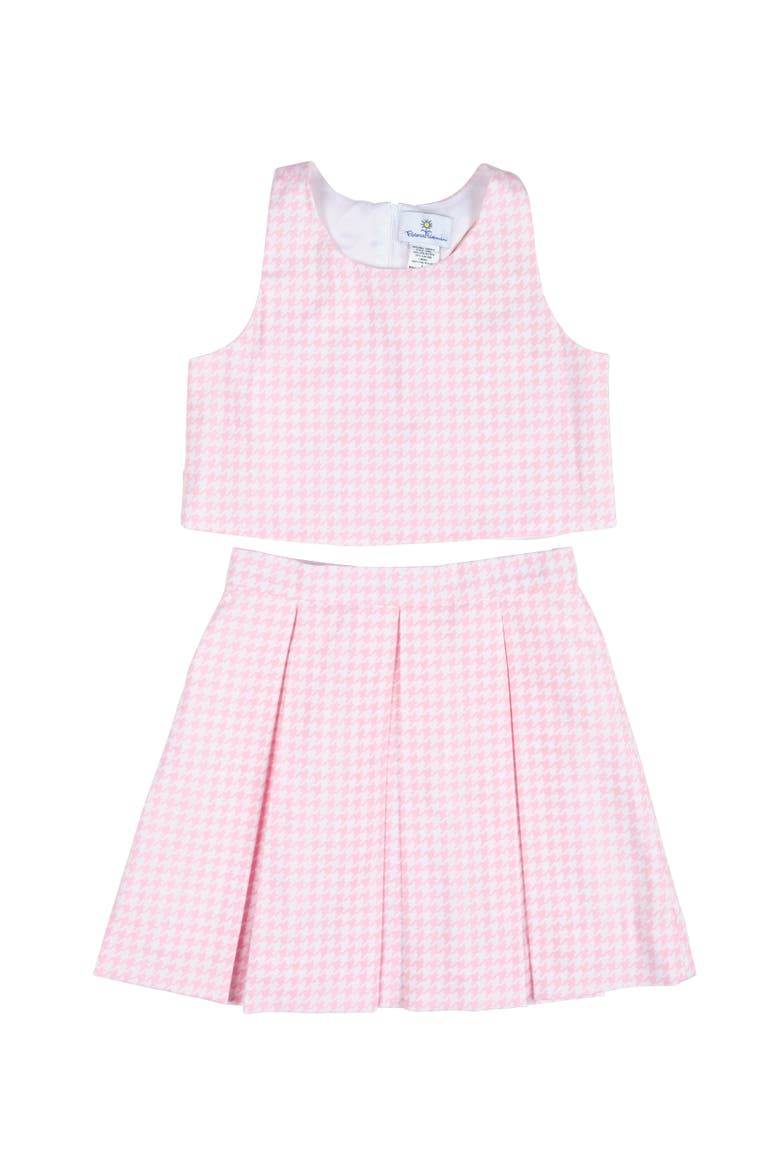 Houndstooth Top and Pleated Skirt, Main, color, Pink / White