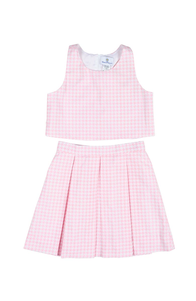Florence Eiseman Houndstooth Top and Pleated Skirt, Main, color, Pink / White