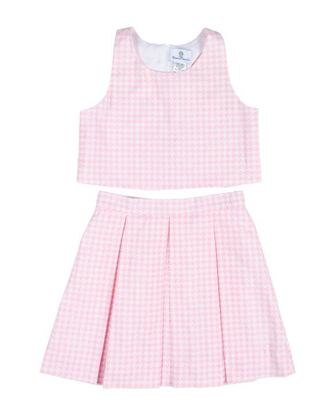Houndstooth Top and Pleated Skirt (Big Kid)
