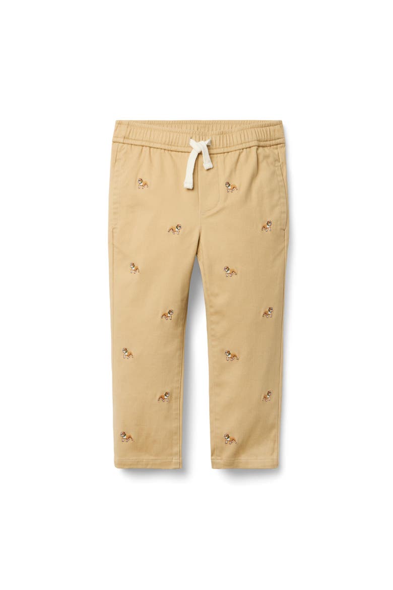 Embroidered Bulldog Twill Jogger, Main, color, Beige