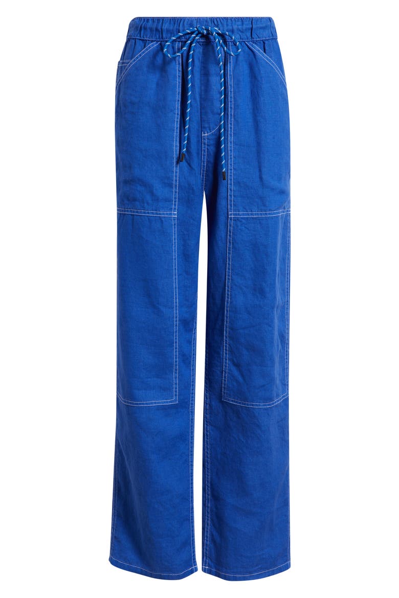 Atlas Linen Drawstring Carpenter Pants, Alternate, color, ROYAL