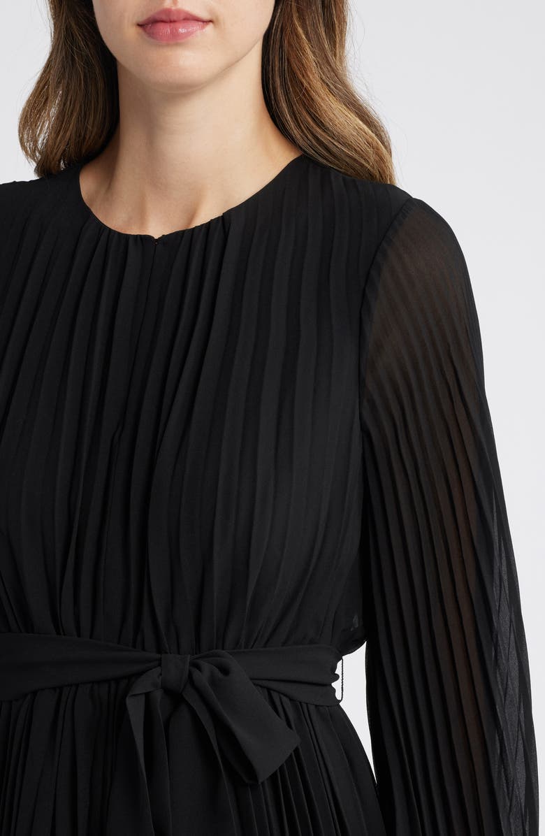 Sam Edelman Tie Belt Long Sleeve Plissé Minidress, Alternate, color, 