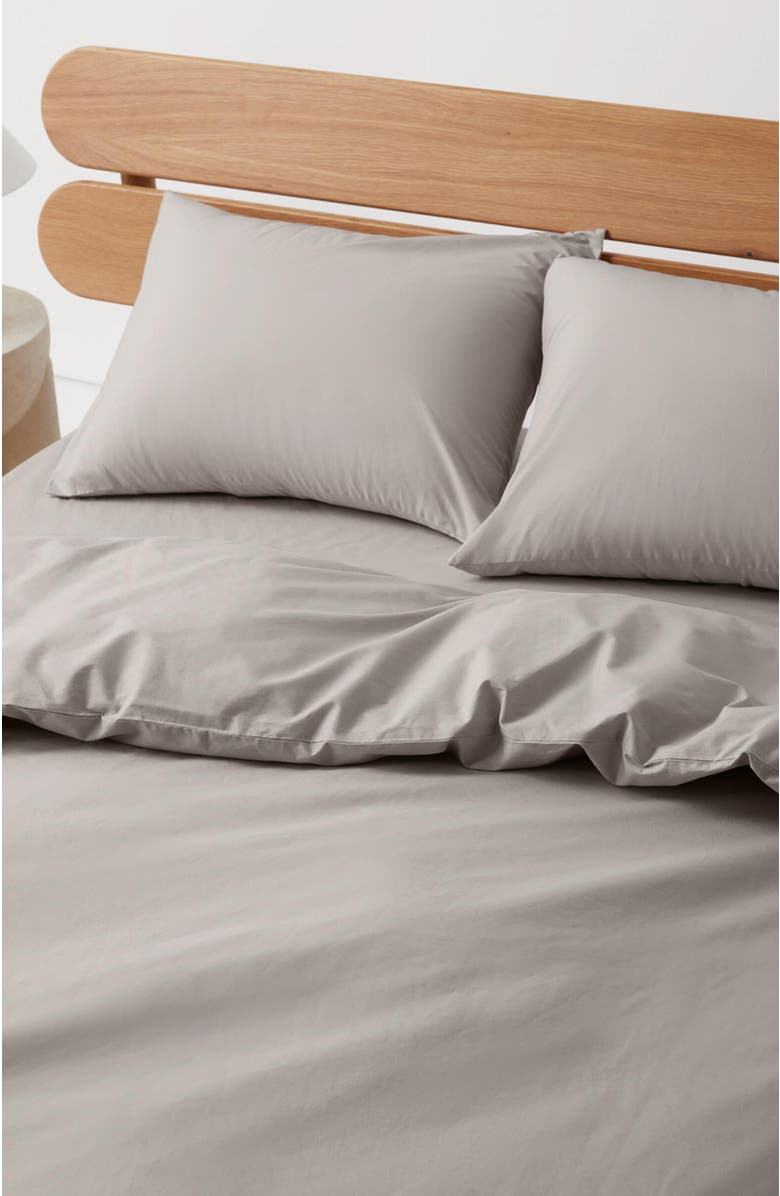 Pact Organic Room Service Sateen Duvet Cover, Alternate, color, Dove Grey