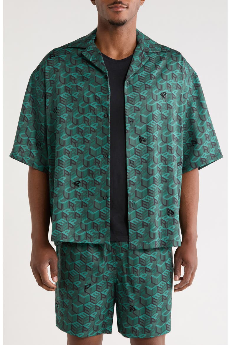 Resort Camp Shirt, Main, color, GREEN