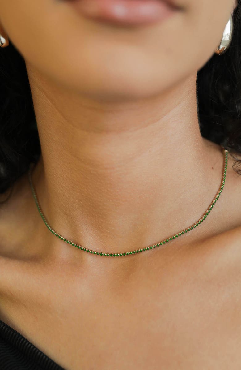 Ettika Crystal Tennis Necklace, Alternate, color, Green