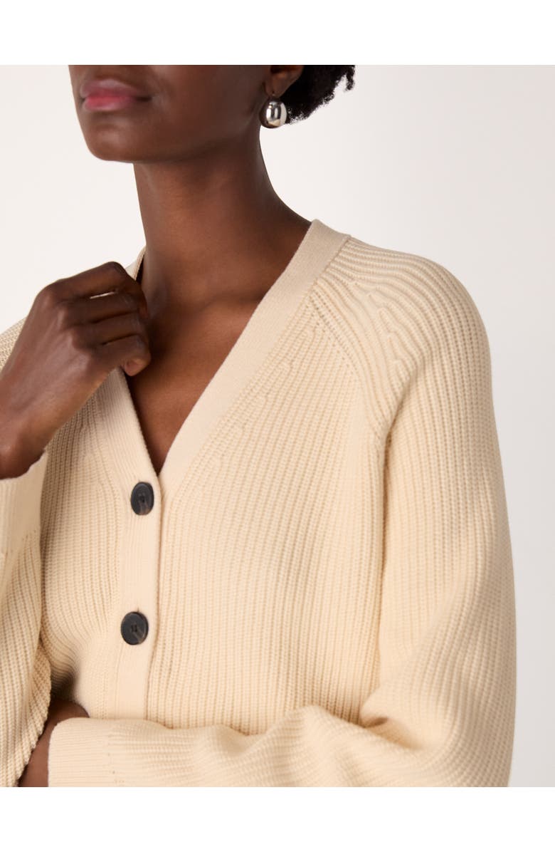 Whistles Cotton V-Neck Cardigan, Alternate, color, Ivory