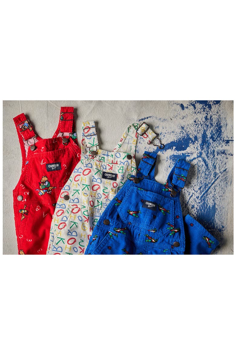 Alphabet Print Cotton Twill Overalls, Alternate, color, WHITE ALPHABET OVERALL
