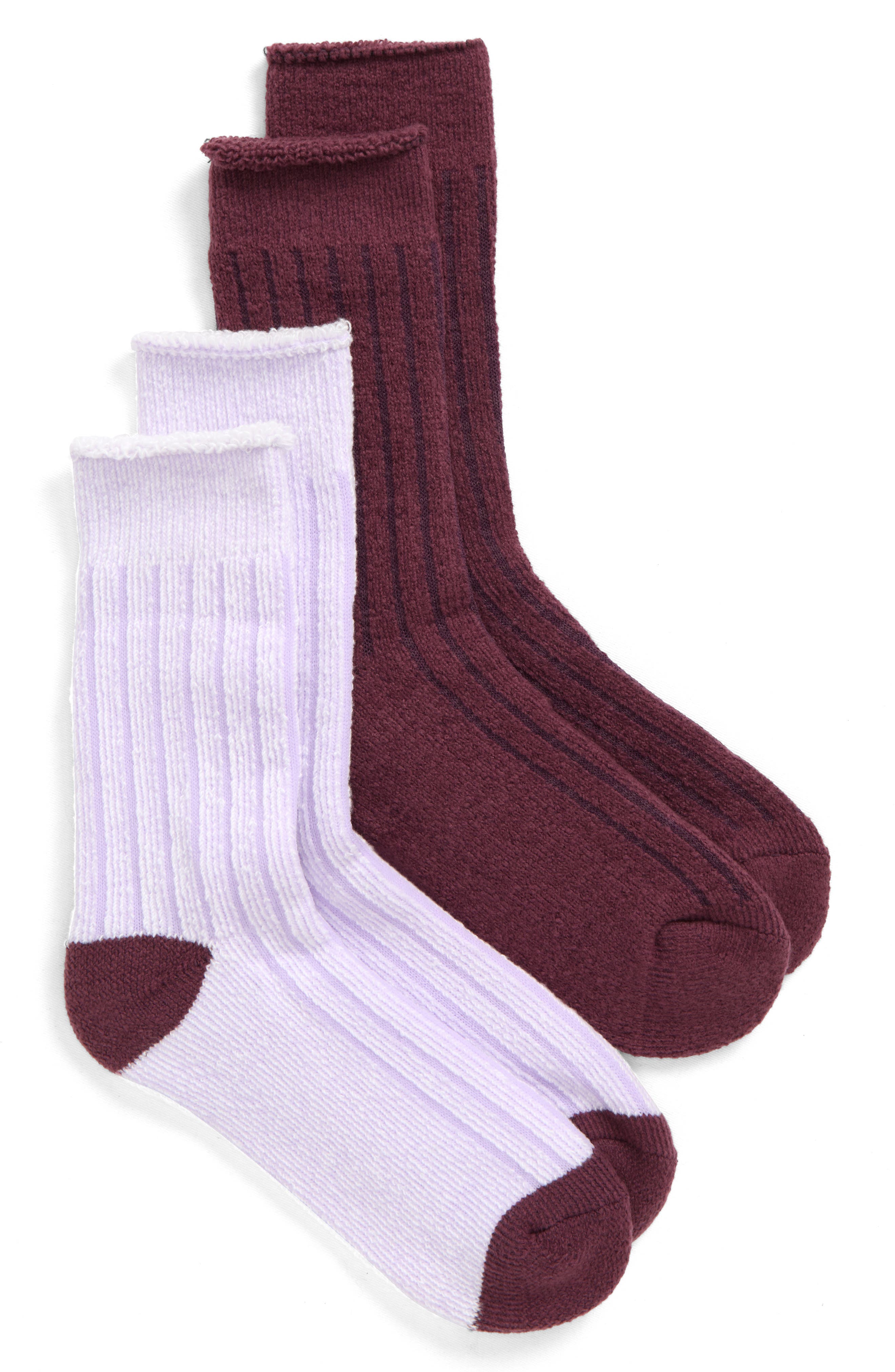 Assorted 2-Pack Rib Knit Crew Socks