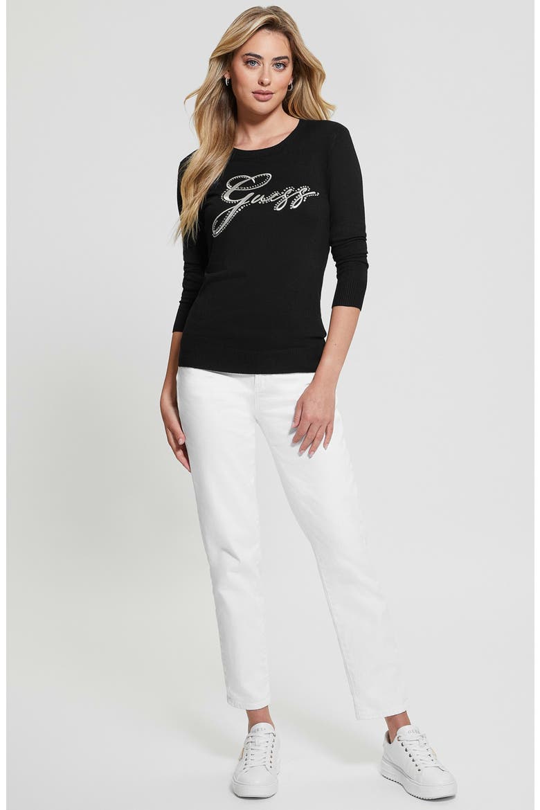 Olive Embellished Logo Sweater, Alternate, color, JET BLACK