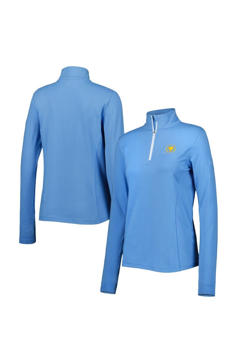 tasc Performance Women's tasc Performance Light Blue Presidents Cup Recess Tri-Blend Quarter-Zip Jacket, Main, color, 