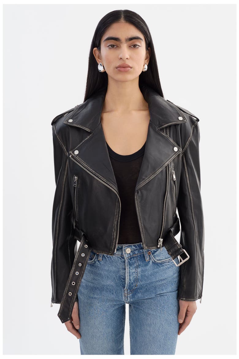 FORD | Distressed Leather Jacket, Alternate, color, Vintage Black