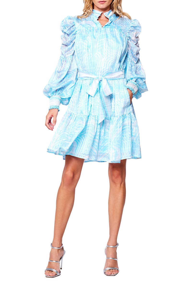 Alexis Abstract Print Long Sleeve Dress, Main, color, BLUE