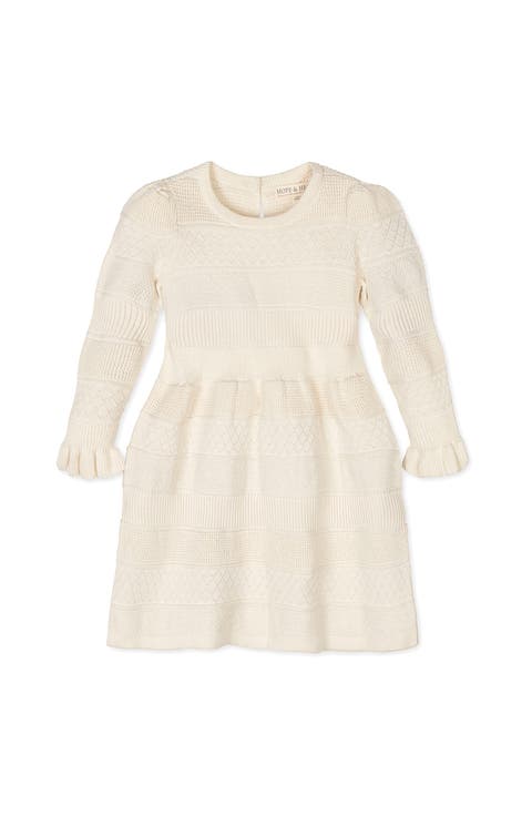 Kids' Organic Long Sleeve Ruffle Cuff Sweater Dress (Toddler, Little Kid and Big Kid)