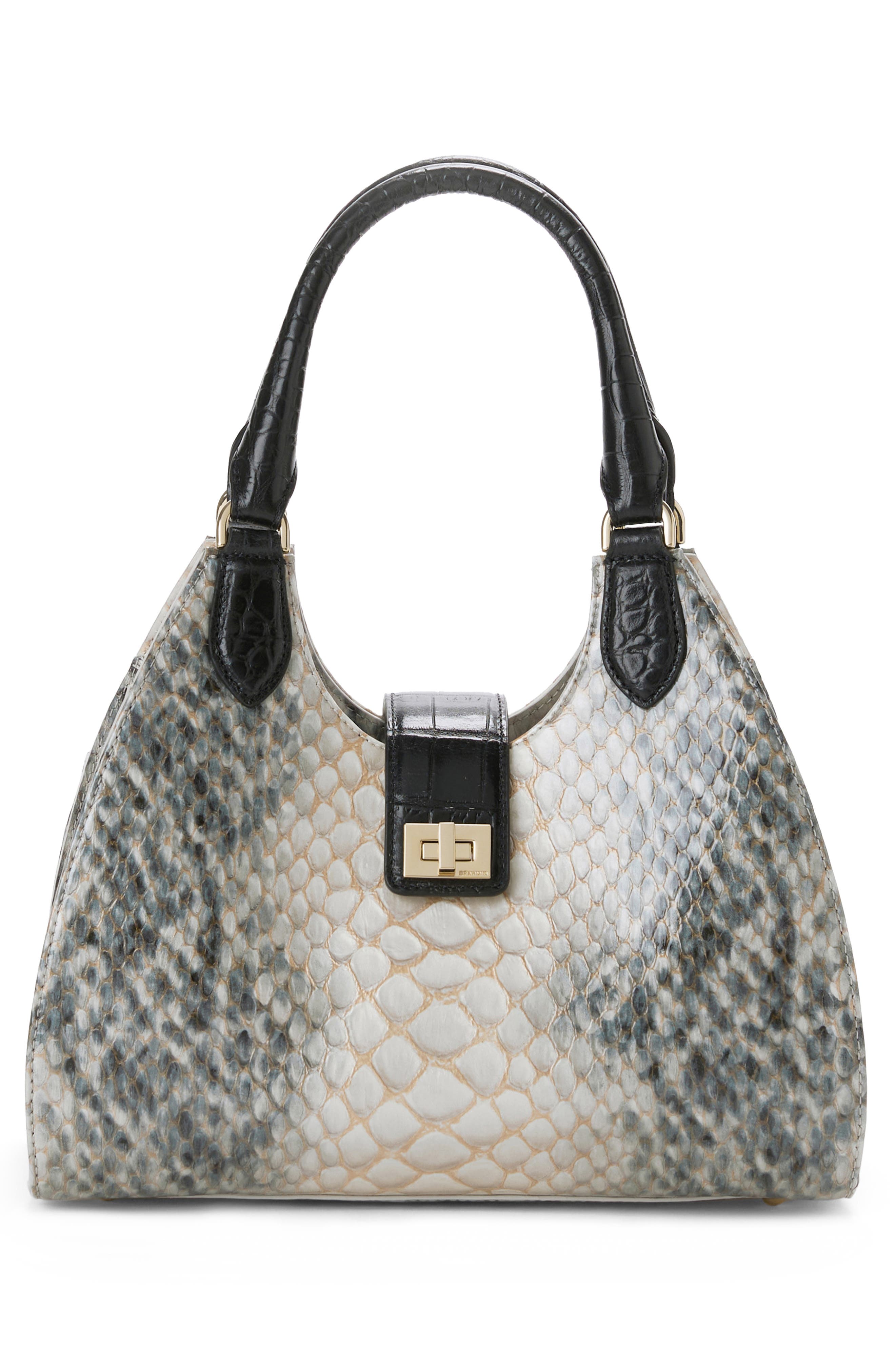 Brahmin Adrian Croc Embossed Leather Shoulder Bag, Alternate, color, 