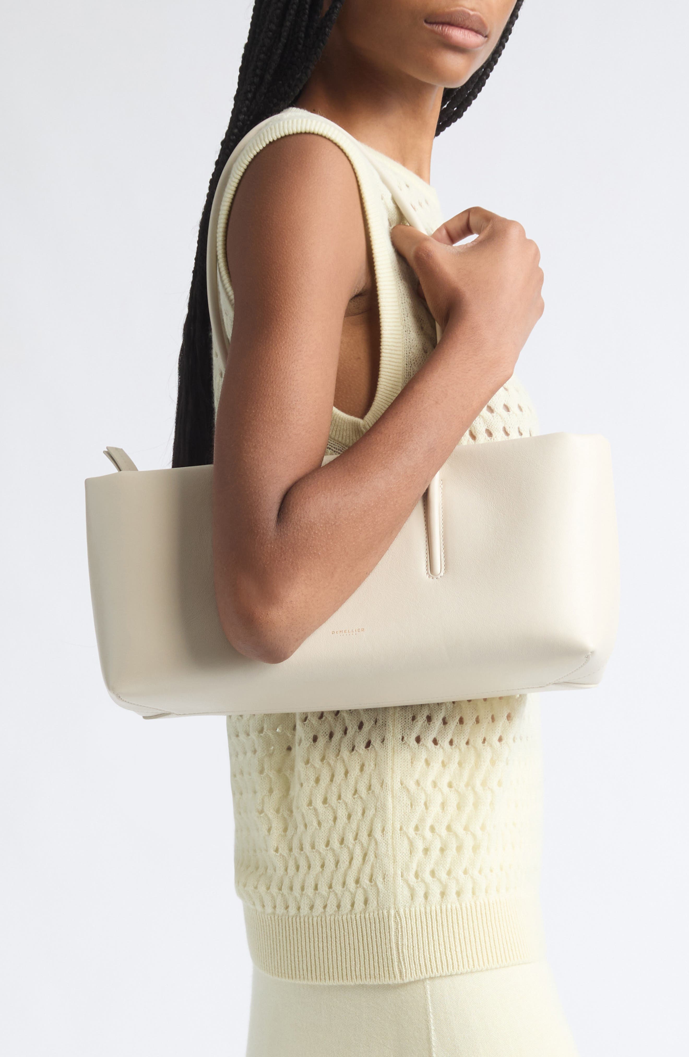 The Stockholm Leather Shoulder Bag, Alternate, color, CHALK