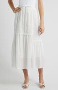 All in Favor Ruffle Embroidered Eyelet Tiered Maxi Skirt