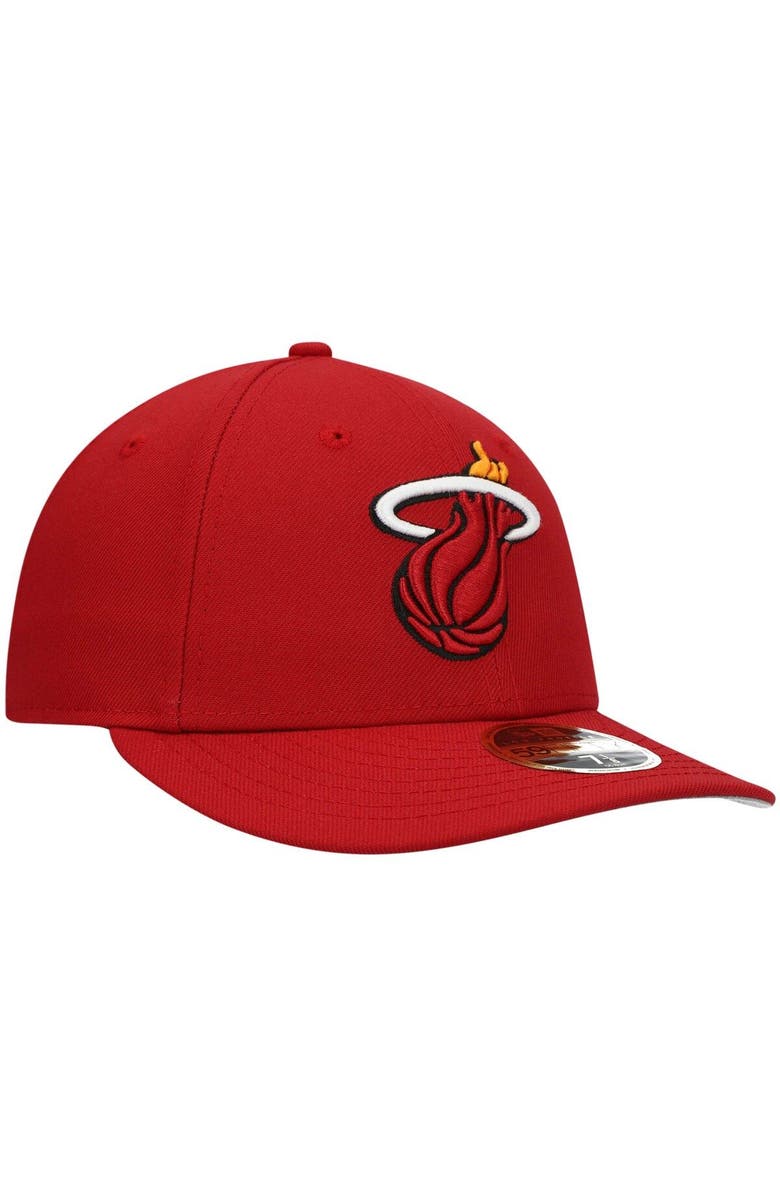 New Era Men's New Era Red Miami Heat Team Low Profile 59FIFTY Fitted Hat, Alternate, color, 