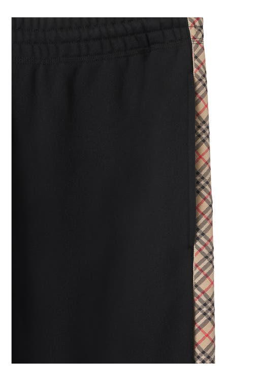 Burberry Black Jogging Trousers With Check Motif Detail In Black