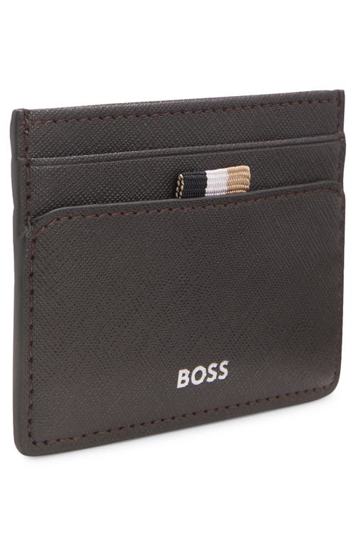 Hugo Boss Hugo Zair Bonded Leather Card Holder In Brown