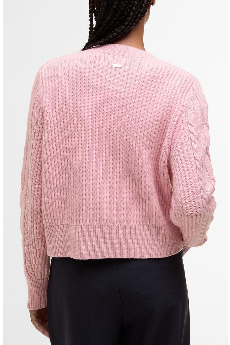 Elina Cable Stitch Wool & Cashmere Cardigan, Alternate, color, CHERRY BLOSSOM