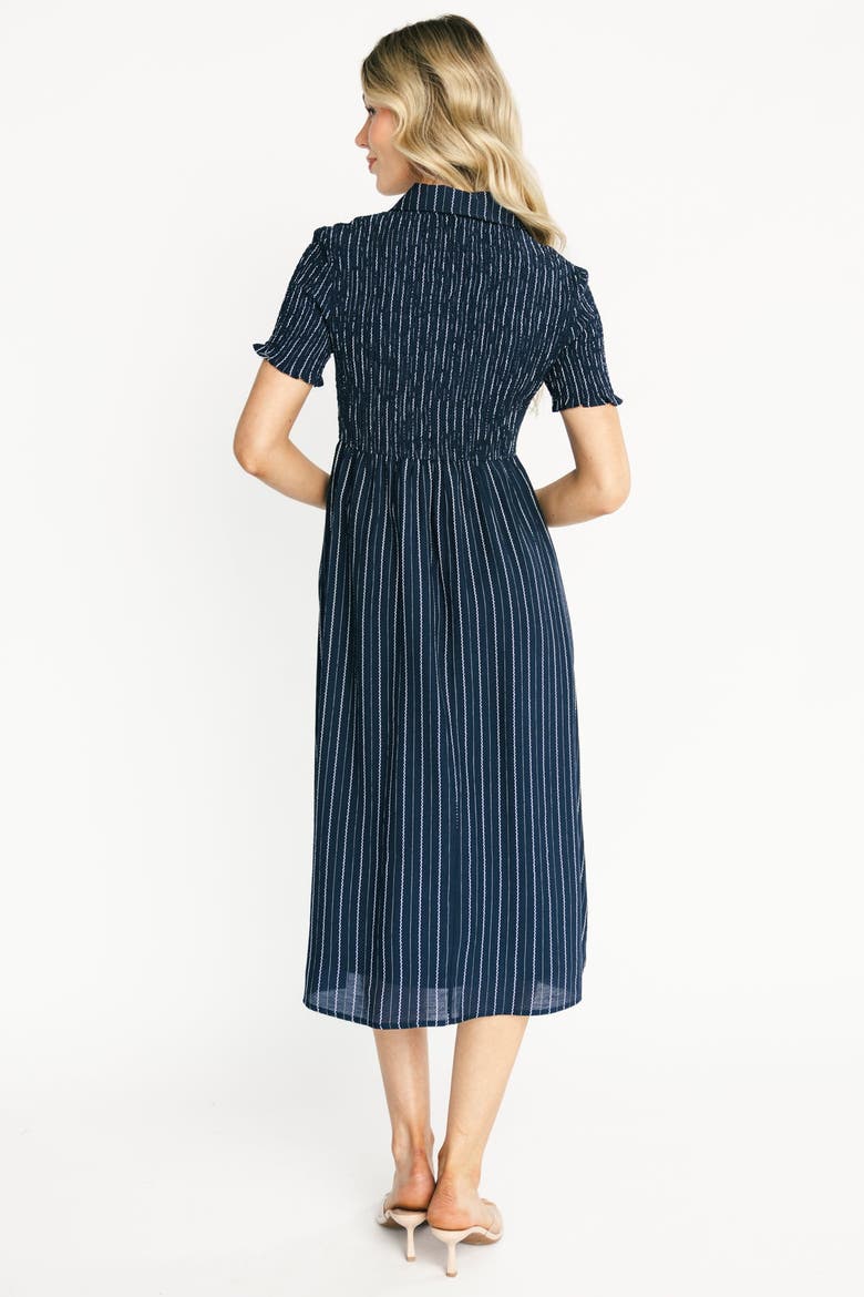 Dottie Striped Midi Dress, Alternate, color, Navy