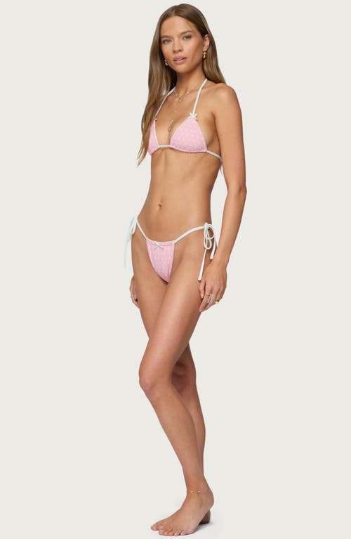 Edikted Leigh Polka Dot String Bikini Bottoms In Pink