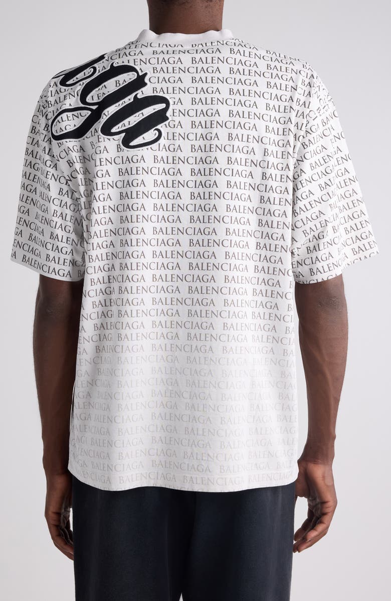 Balenciaga Medium Fit Big B Cursive Logo Graphic T-Shirt, Alternate, color, Dirty White/ Black