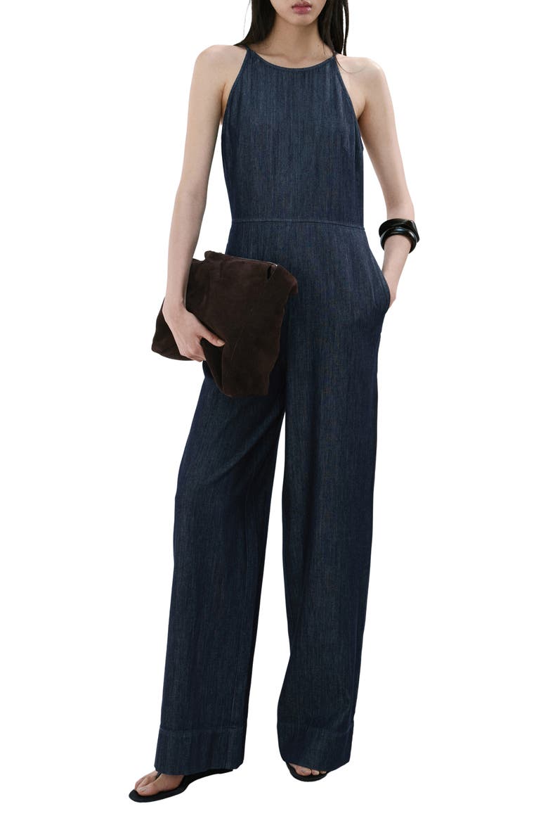 Chambray Wide Leg Jumpsuit, Main, color, OPEN BLUE