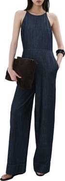 MANGO Chambray Wide Leg Jumpsuit