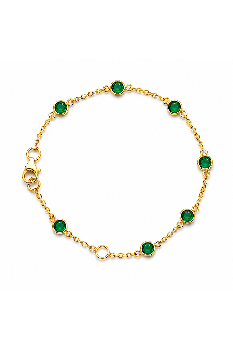 May Birthstone Bracelet Emerald, Main, color, Gold
