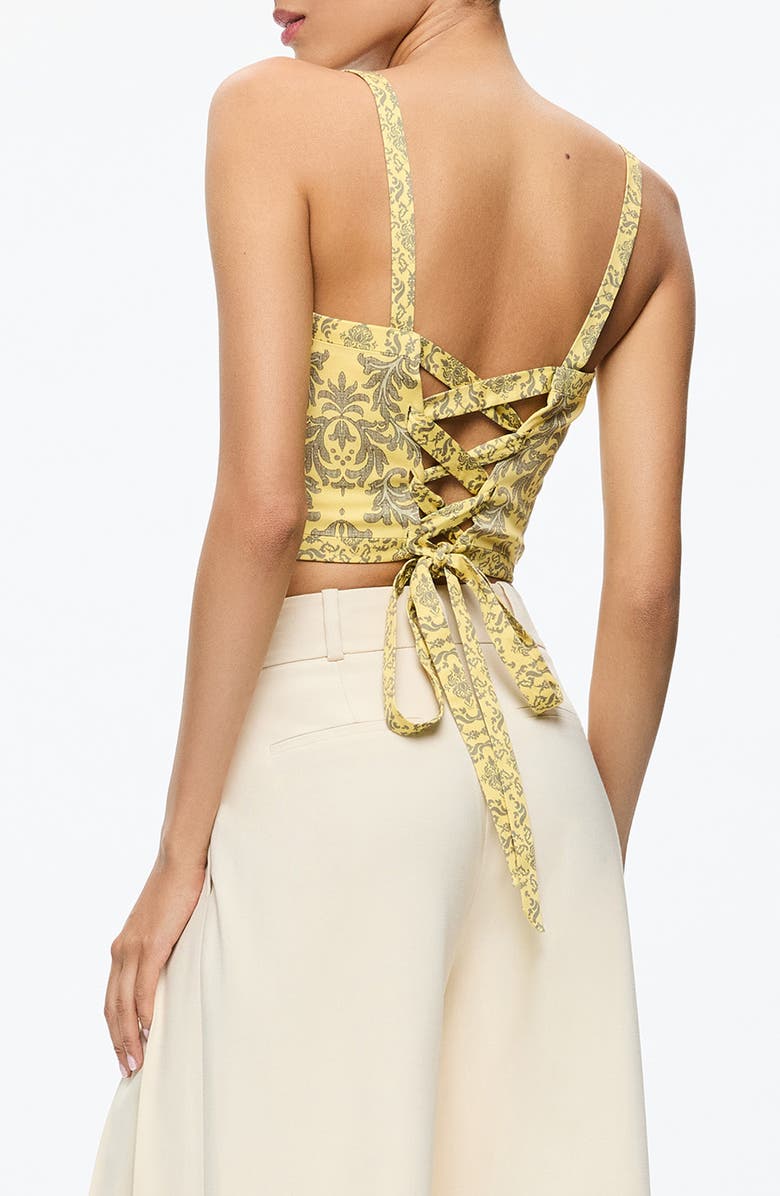 Alice + Olivia Sasha Paisley Lace-Up Crop Top, Alternate, color,