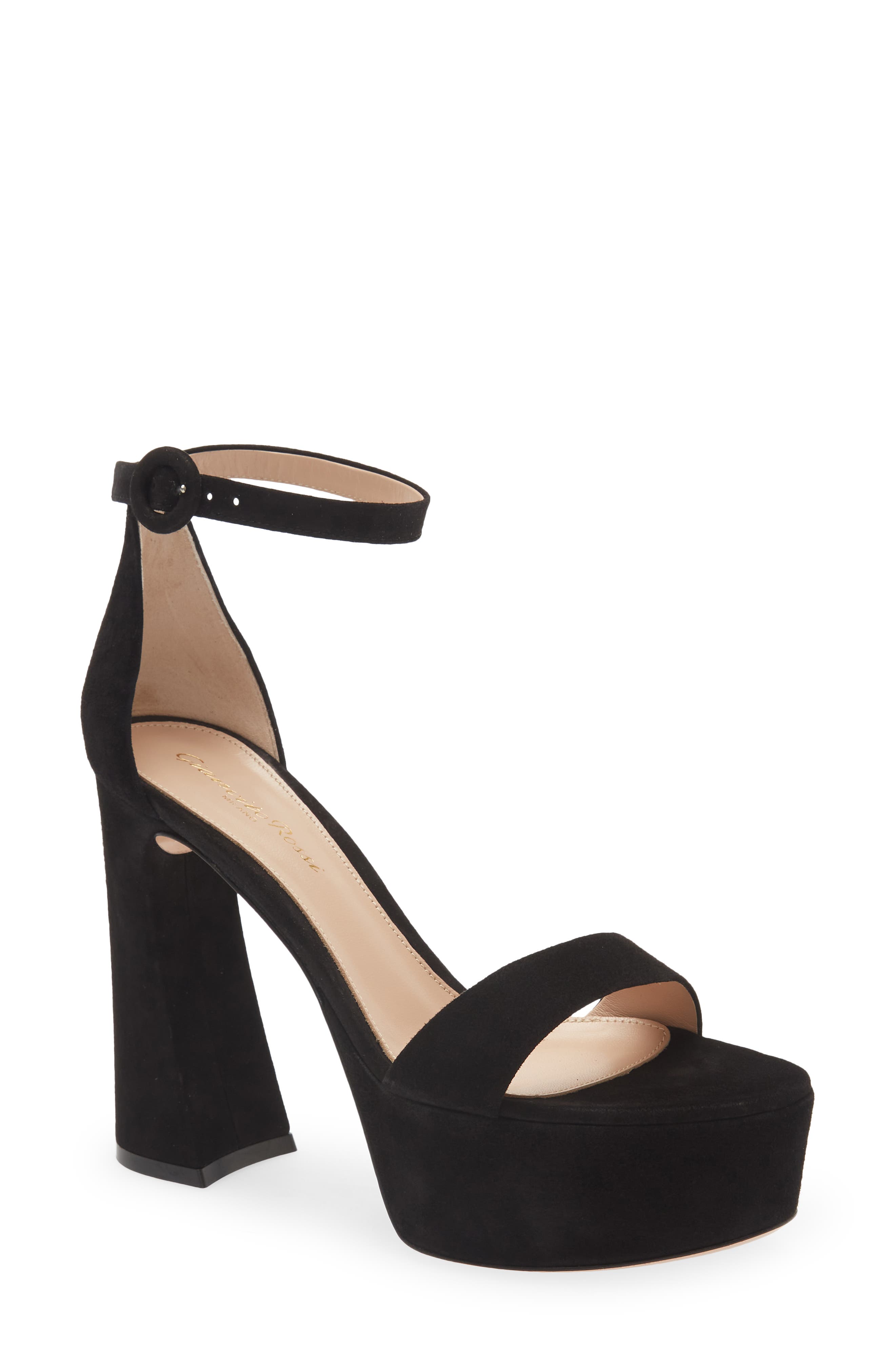 Gianvito Rossi Ankle Strap Suede Platform Sandal, Main, color, 