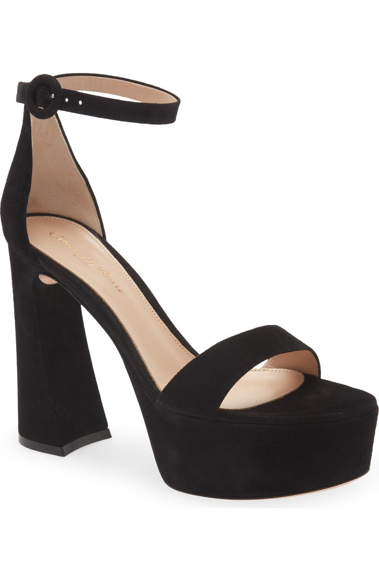 Gianvito Rossi Ankle Strap Suede Platform Sandal, Main, color,
