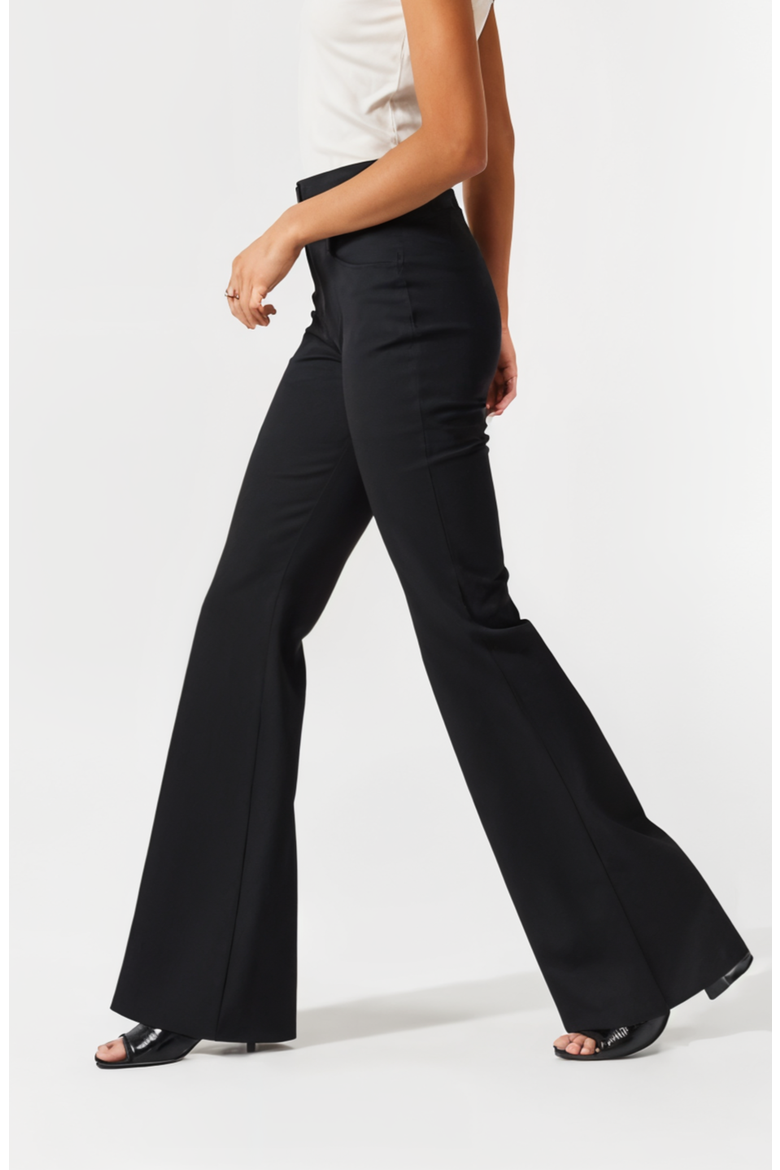 High-Waisted Wide-Leg Trousers with Tailored Fit and Pockets, Alternate, color, Black