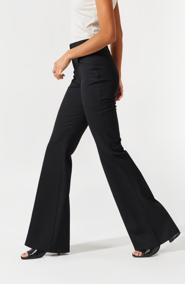 Modenaire High-Waisted Wide-Leg Trousers with Tailored Fit and Pockets, Alternate, color, Black