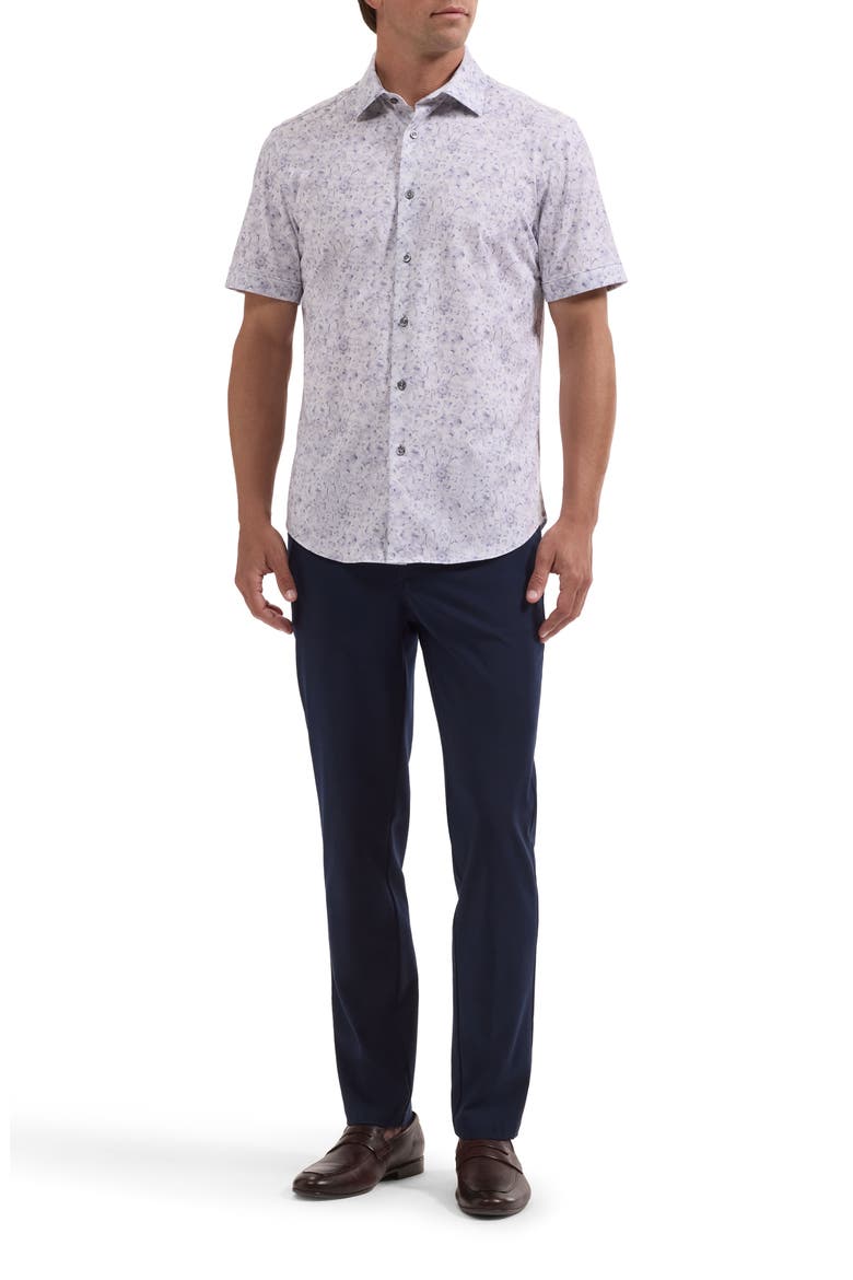 Miles OoohCotton® Print Short Sleeve Button-Up Shirt, Alternate, color, ORCHID